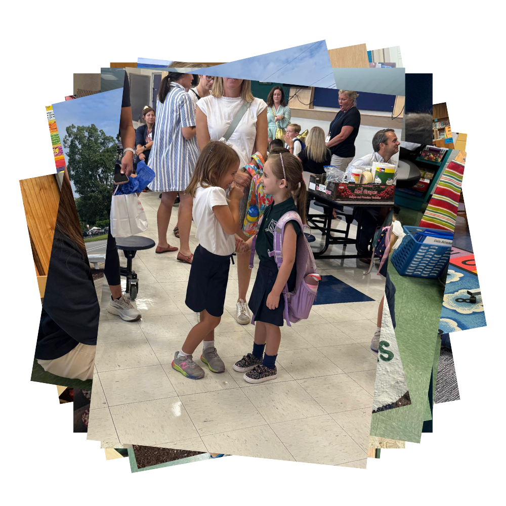 Students greet each other happily in cafeteria