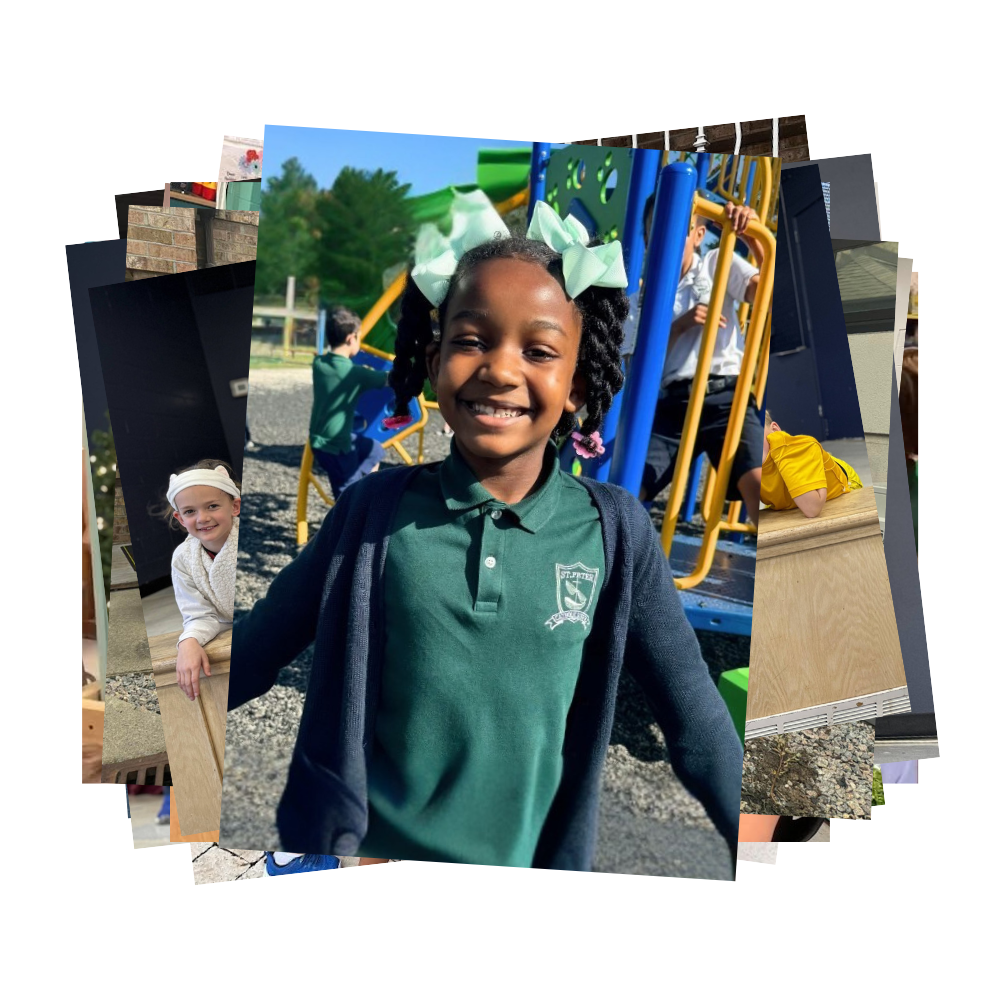 Student smiles at camera in front of playground equipment