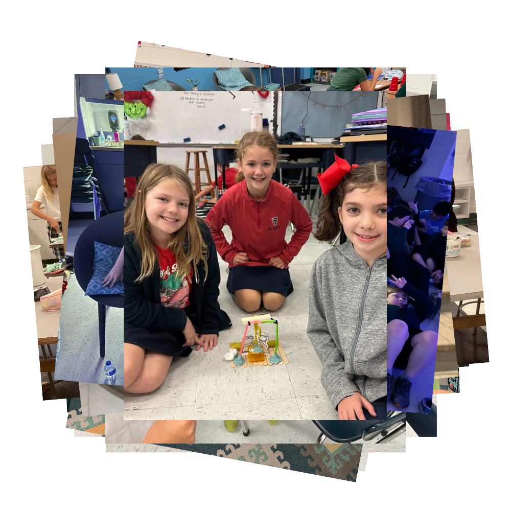 Fifth grade students with project