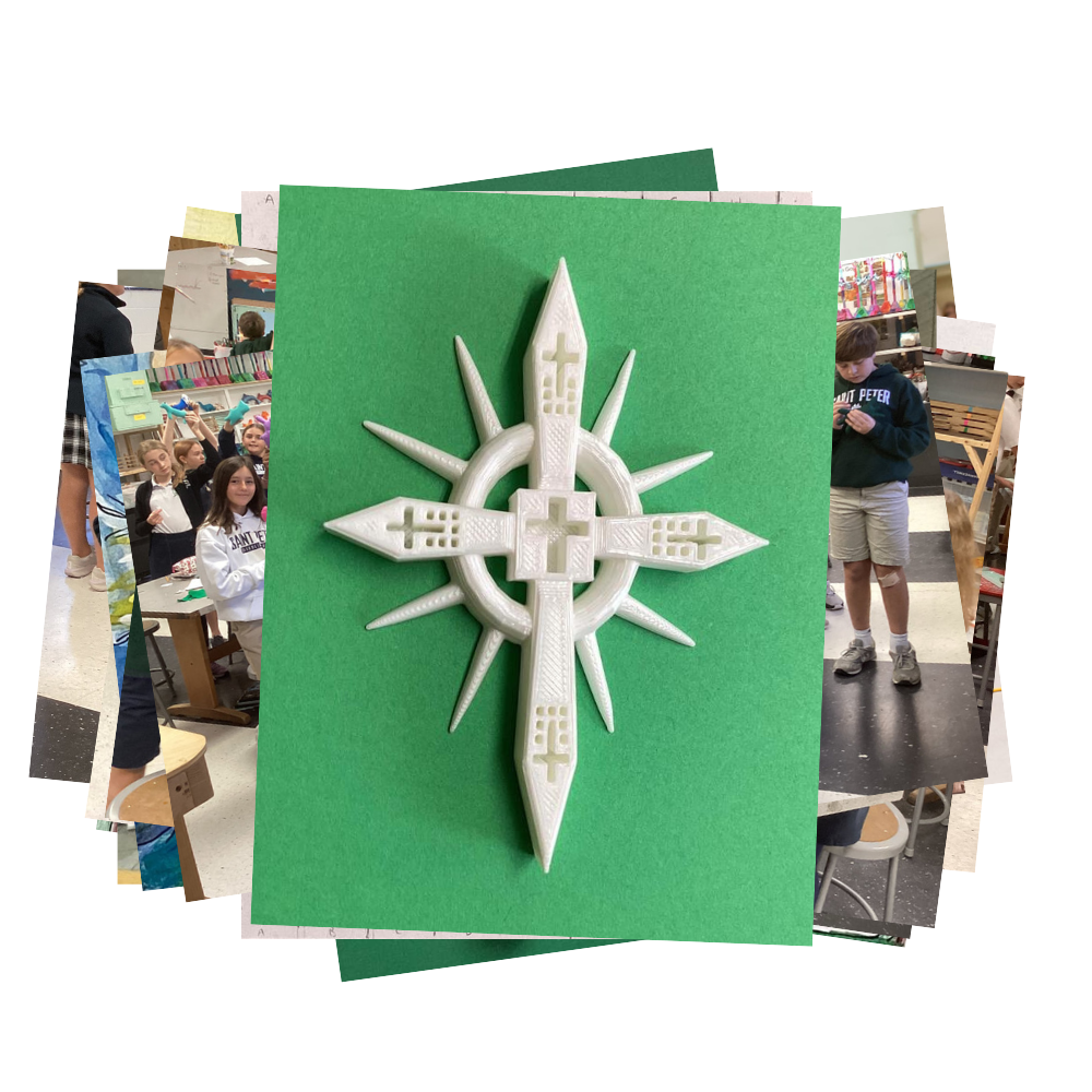 3D printed white cross