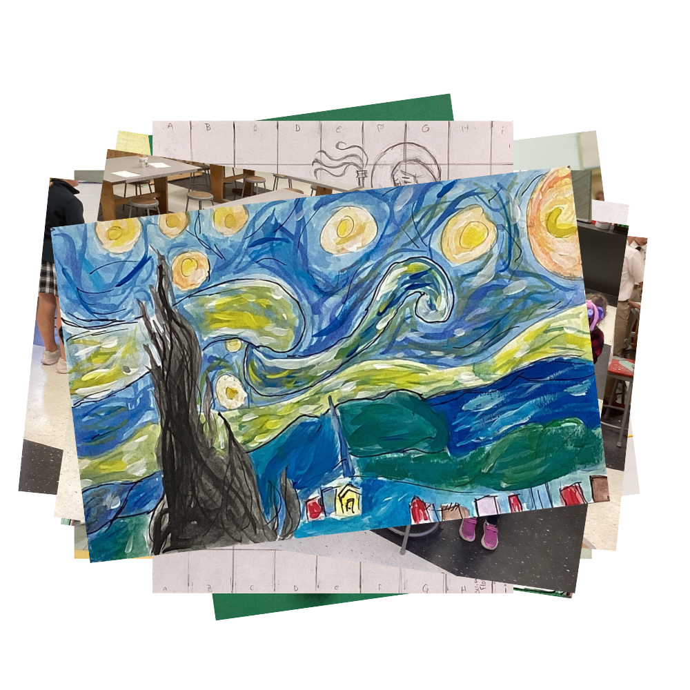 Student drawing of Starry Night