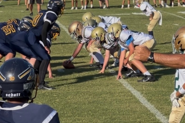 SPCS football team in formation