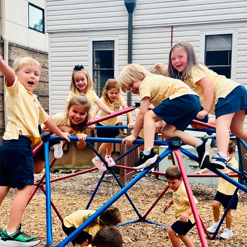 Preschool children playing on playground