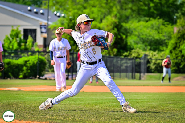 SPCS baseball player winding up for a pitch