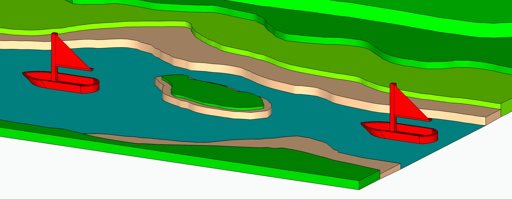 colorful sailboats created in computer aided design