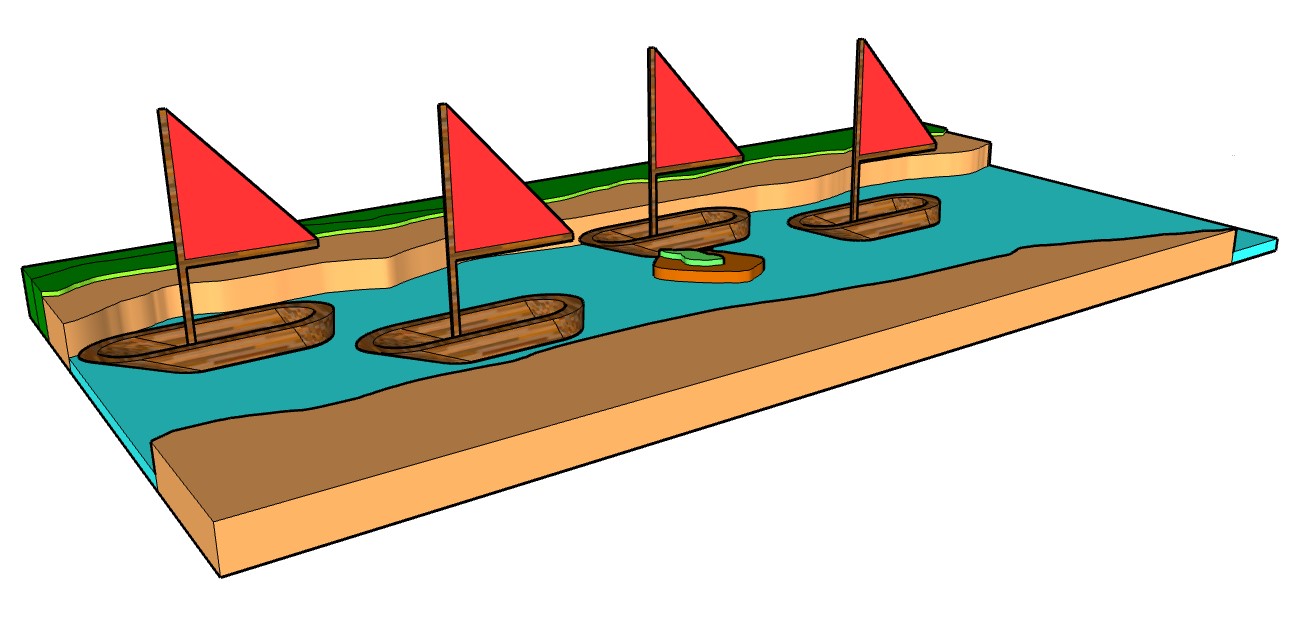 colorful sailboats created in computer aided design