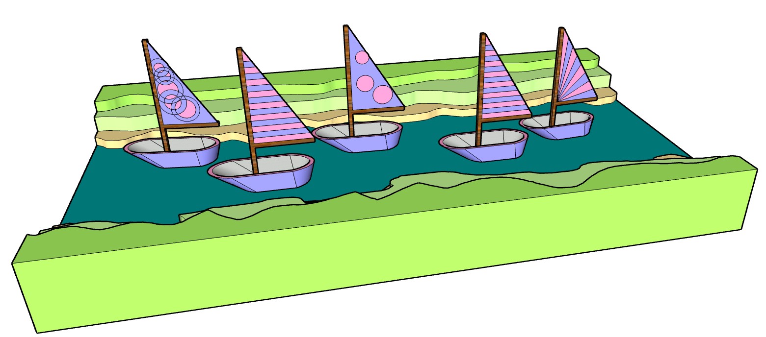 colorful sailboats created in computer aided design