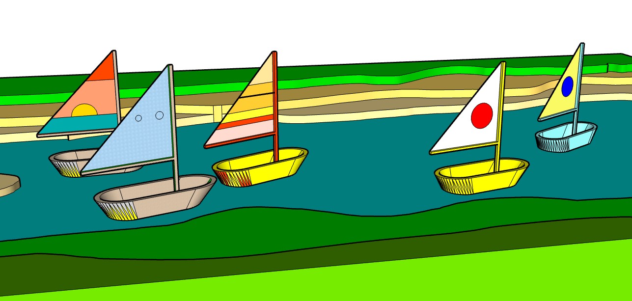 colorful sailboats created in computer aided design