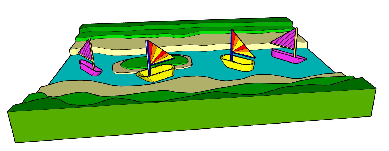 colorful sailboats created in computer aided design